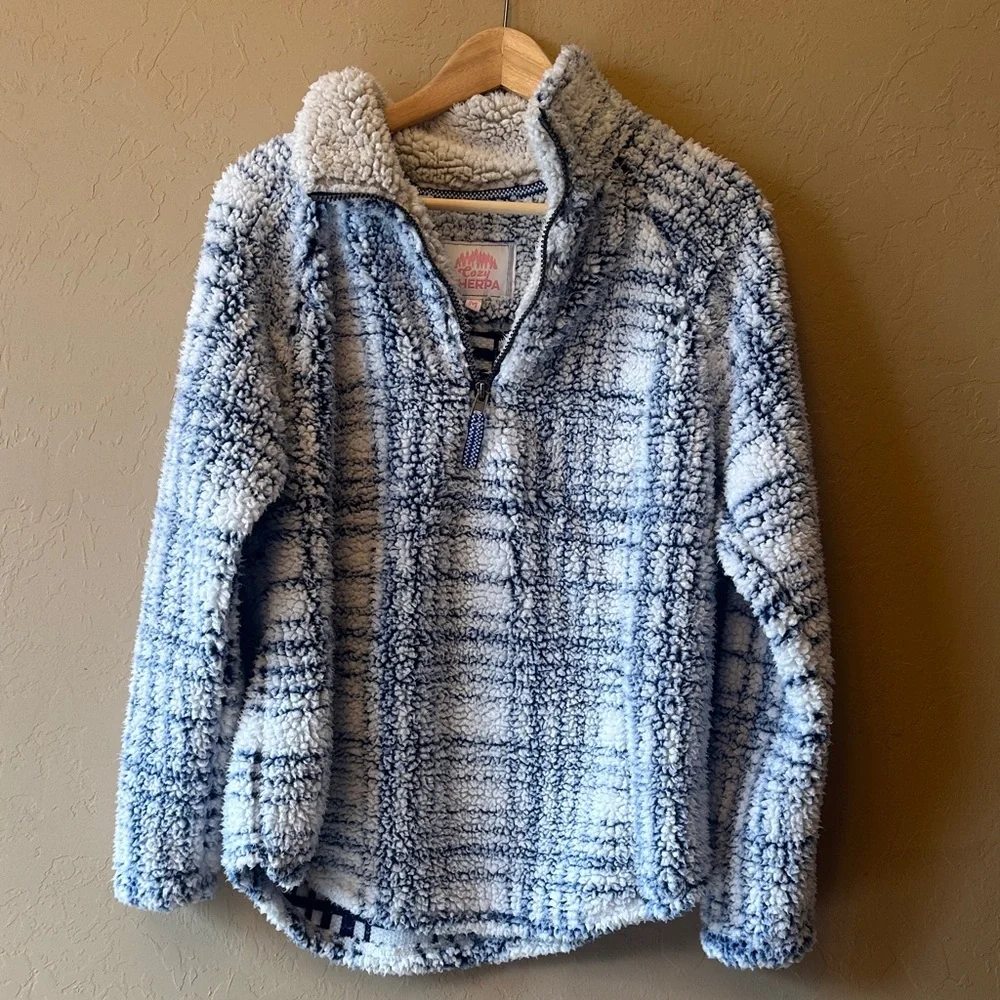 Cozy Blue and White Women's Sweater - Picture 1 of 5